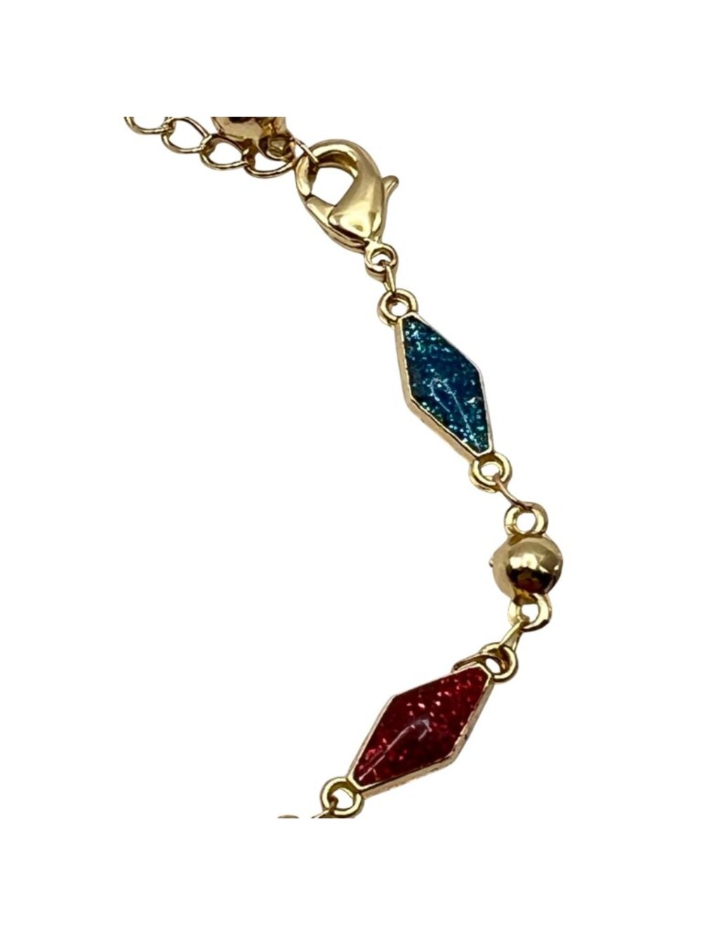 Gold Tone 2 Bracelet Lot Multicolor Enamel Link Charm Bangle Tree of Life Boho - Picture 11 of 14